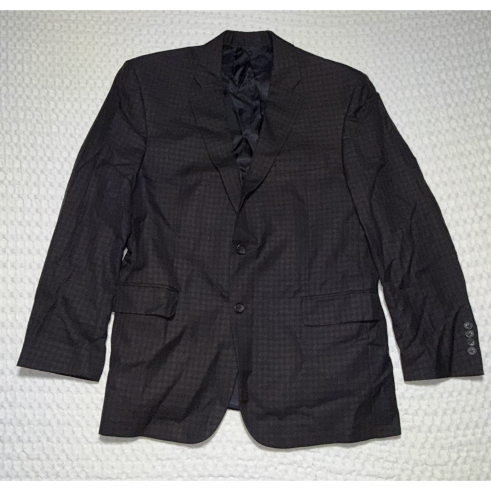 Jos‎ A Bank Reserve Blazer Mens 42 Brown Blue Plaid Silk Wool Sport Coat Jacket